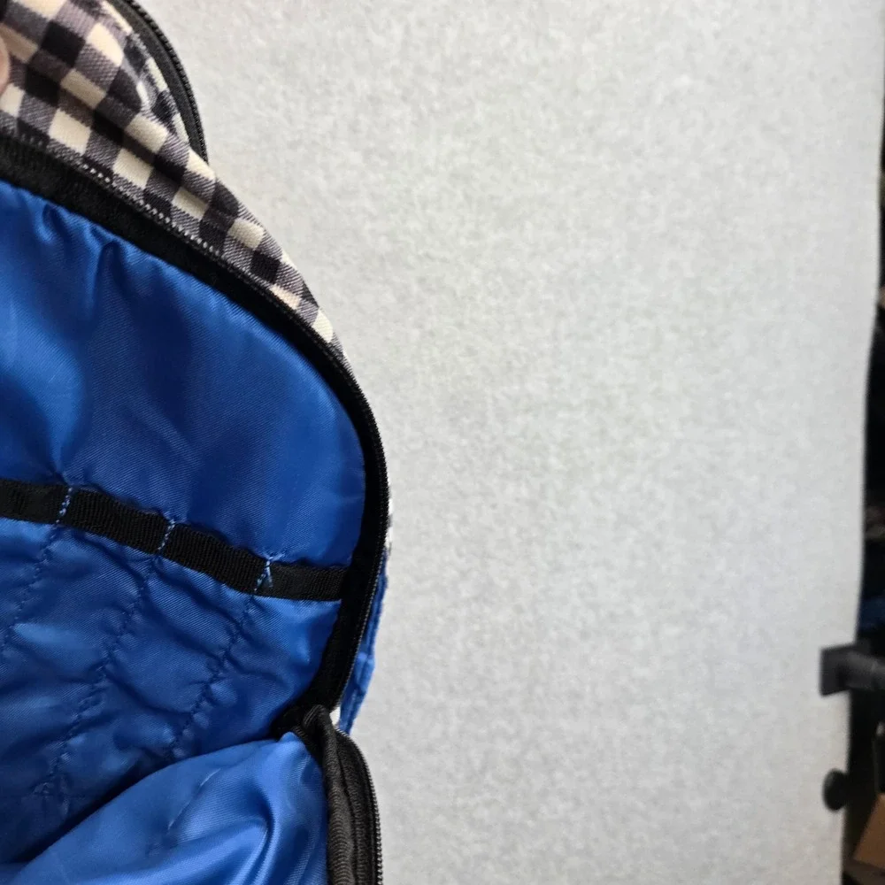 Burton Gingham Check Backpack Black White Blue Padded Laptop Sleeve Daypack